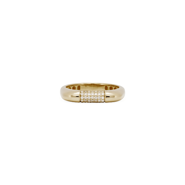 Jacquie Aiche 14K Yellow Gold Diamond Center Rounded Flat Top Ring - 2302046