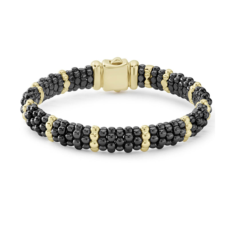 Lagos Black Caviar & Ten Gold Ceramic Beaded Bracelet- 05-10276-CBM