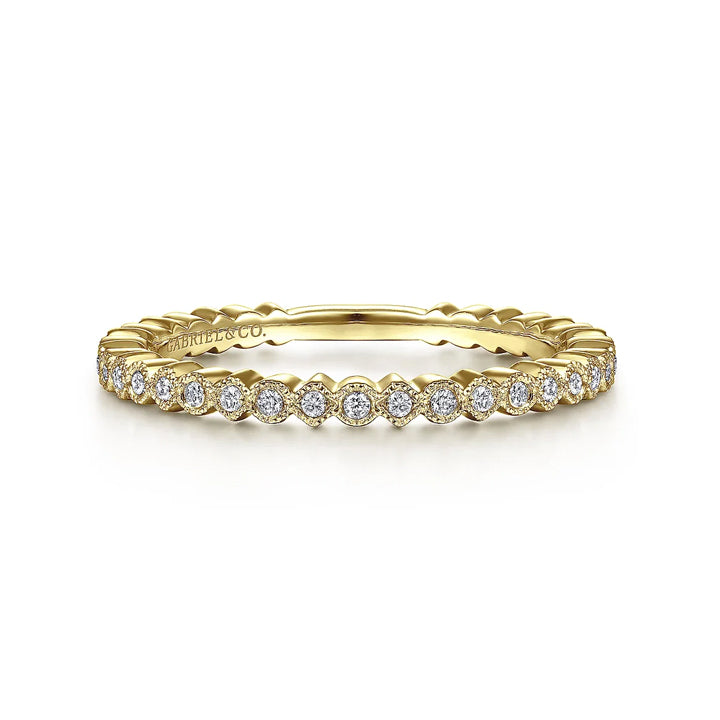 Gabriel & Co 14K Yellow Gold Scalloped Stackable Diamond Band - LR4801Y45JJ