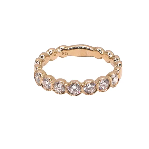 .78ctw Diamond Half Bezel Set Band- 14k Yellow Gold