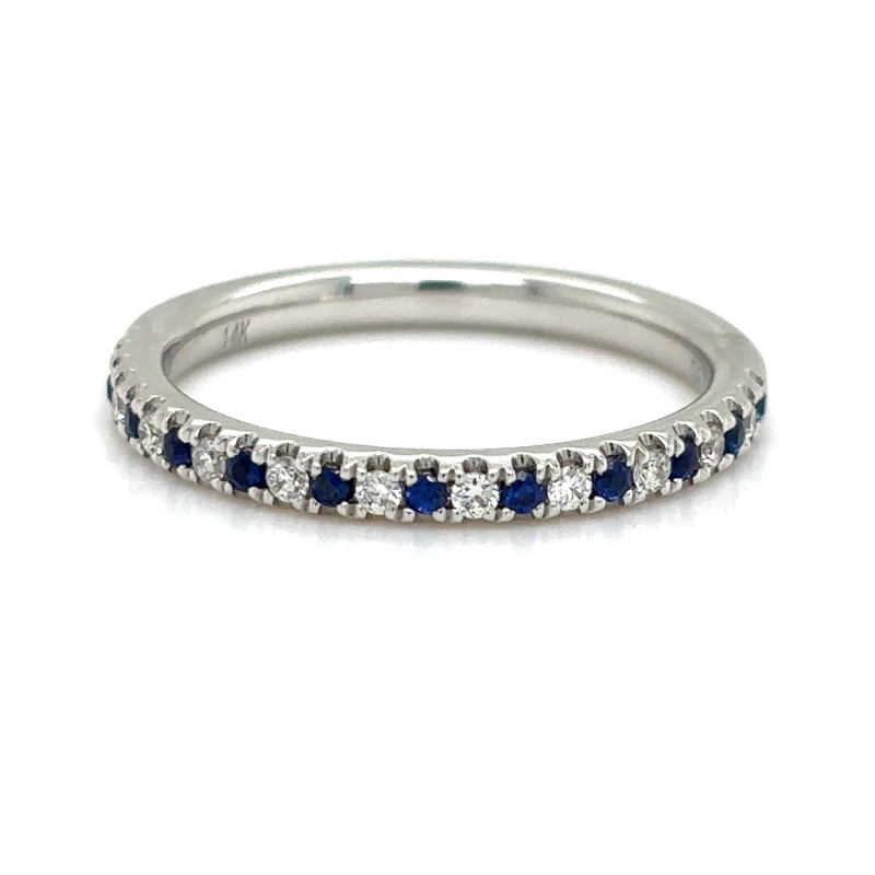 Alternating Diamond & Sapphire Wedding Band