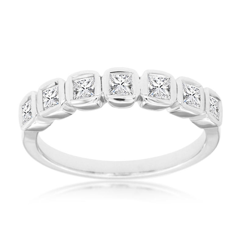 Bezel Set Princess Cut Diamond Wedding Band