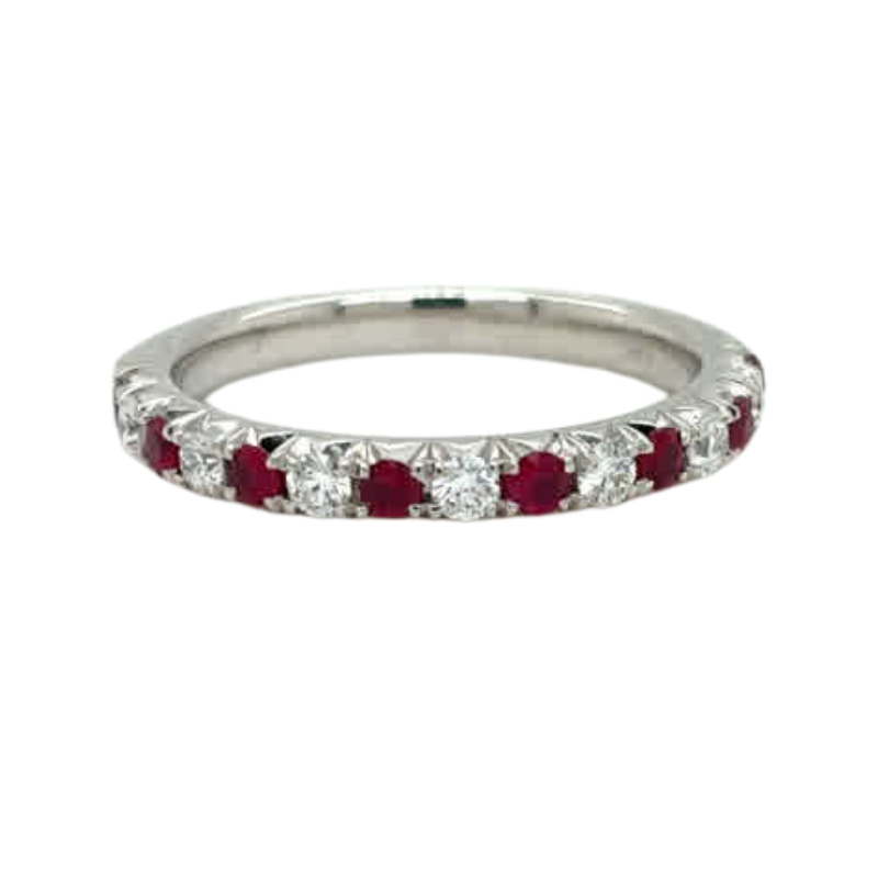 Alternating Diamond & Ruby Wedding Band