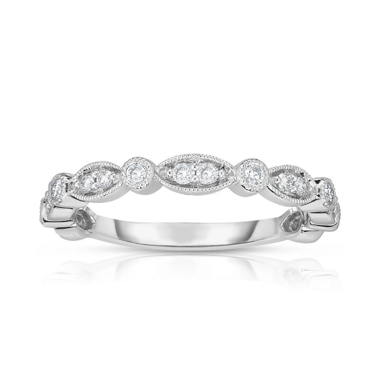 Alternating Round & Marquise Diamond Wedding Band