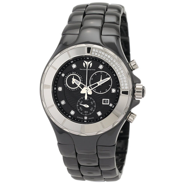 TechnoMarine Women's 110029C Cruise Chronograph Diamond Black Ceramic Watch