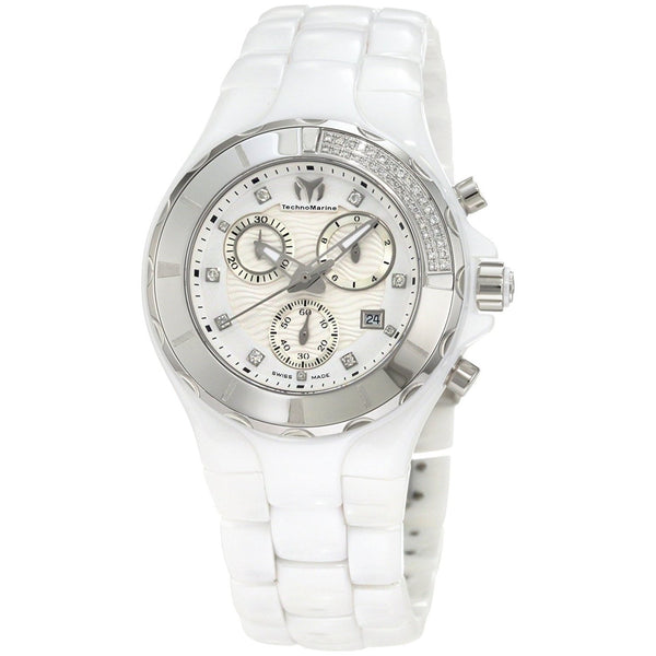 TechnoMarine Women's 110031C Cruise Chronograph Diamond White Ceramic Watch
