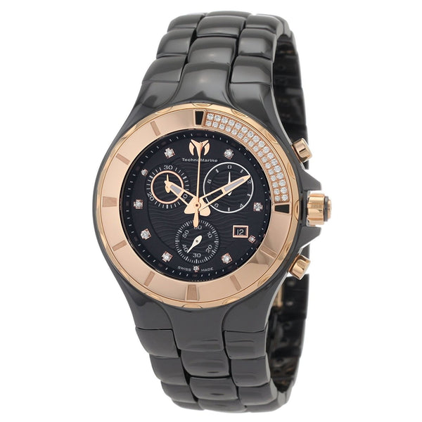 TechnoMarine Women's 110032C Cruise Chronograph Diamond Black Ceramic Watch