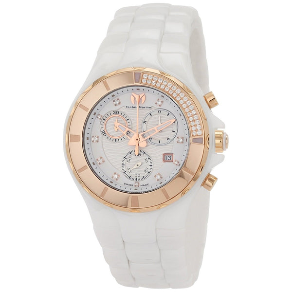 TechnoMarine Women's 110033C Cruise Chronograph Diamond White Ceramic Watch