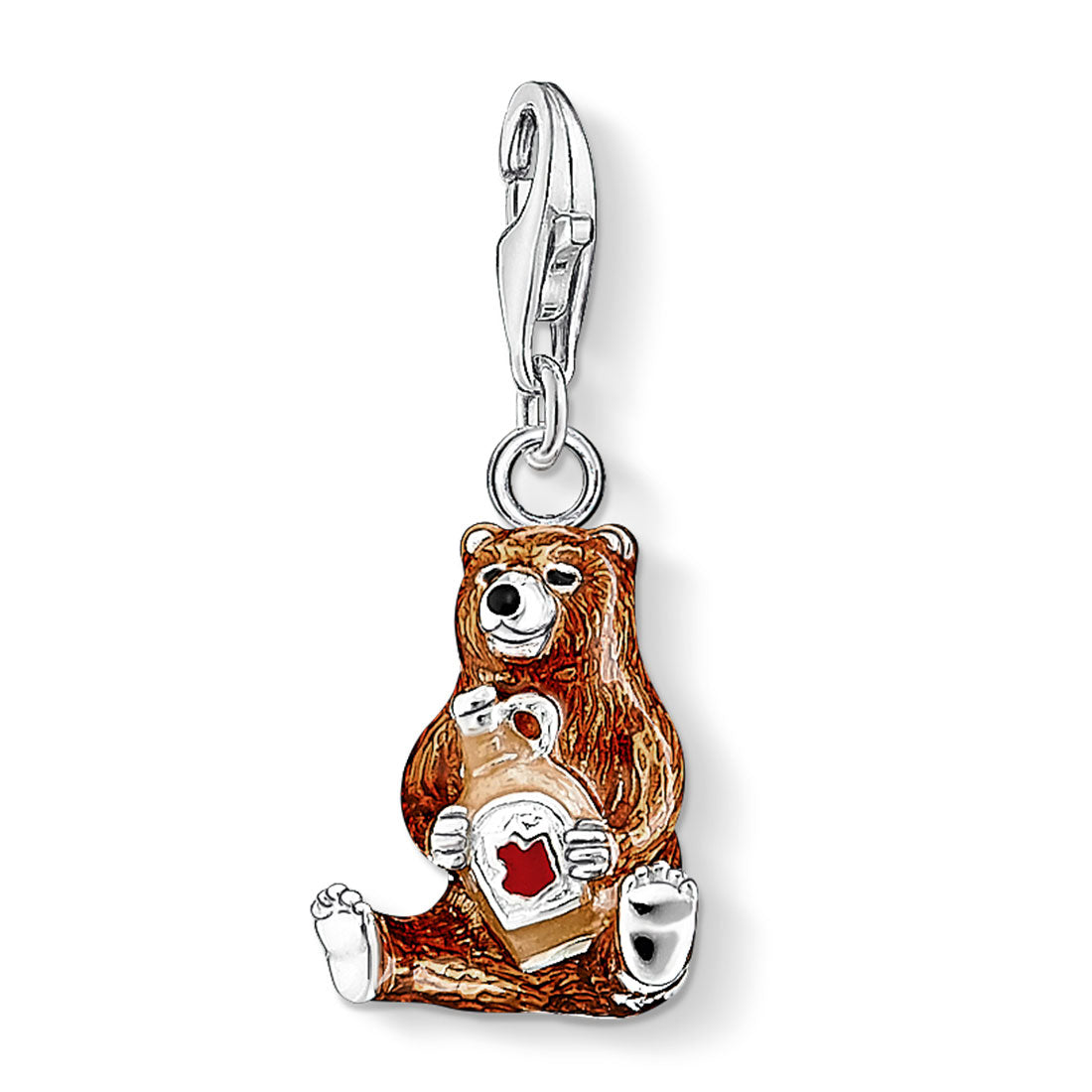 Bear with Syrup Bottle Charm (Silver/Brown)