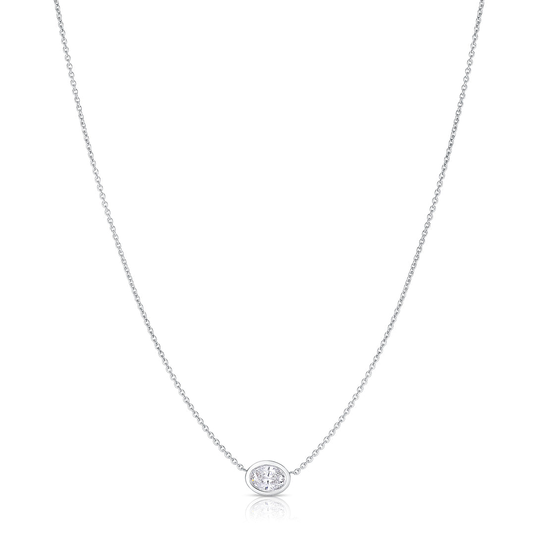 ROBERTO COIN 18K WHITE GOLD & 0.40CT OVAL DIAMOND PENDANT