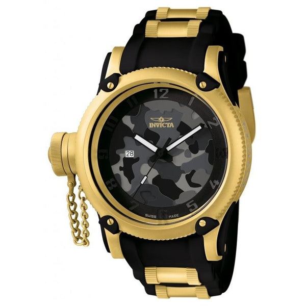 Invicta Men's 11339 Russian Diver Black and Gold-Tone Inserts Polyurethane and Stainless Steel Watch