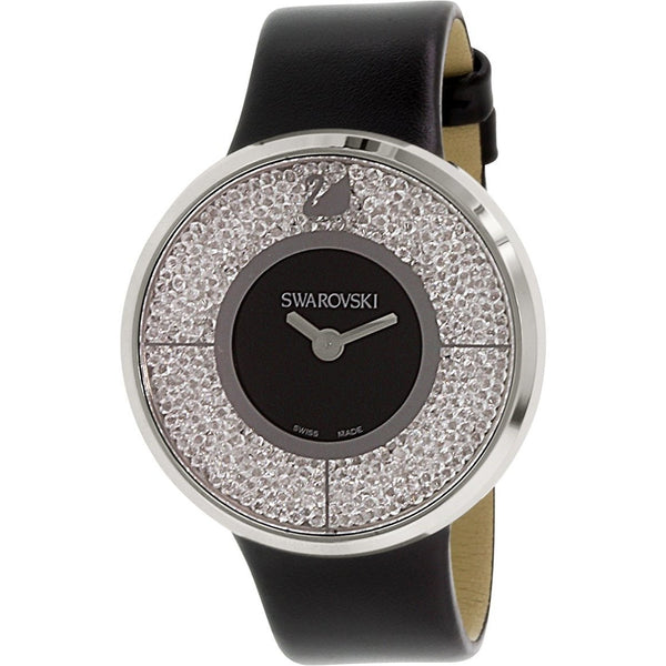 Swarovski Women's 1135988 Crystalline Crystal Black Leather Watch