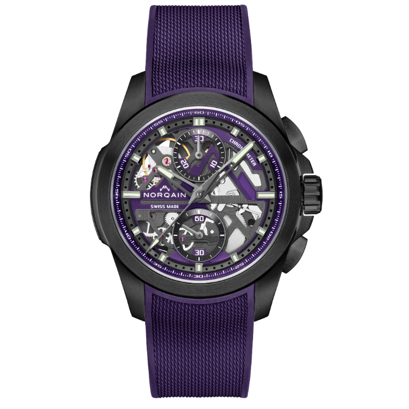 Norqain Independence Skeleton Chrono Flyback 42mm Titanium Purple - N3200.40T01.P01.R01