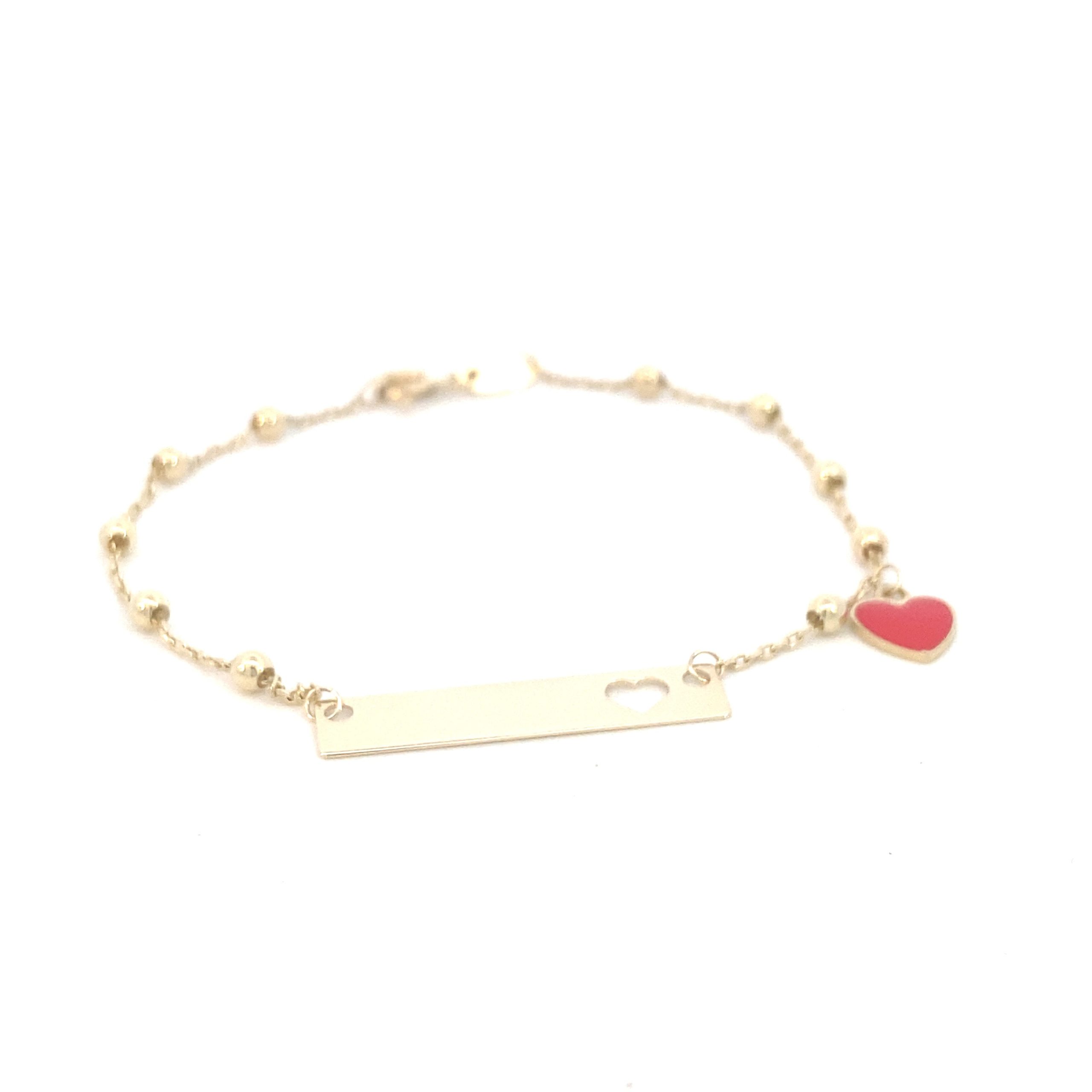 14K Gold Dots Heart Baby Bracelet