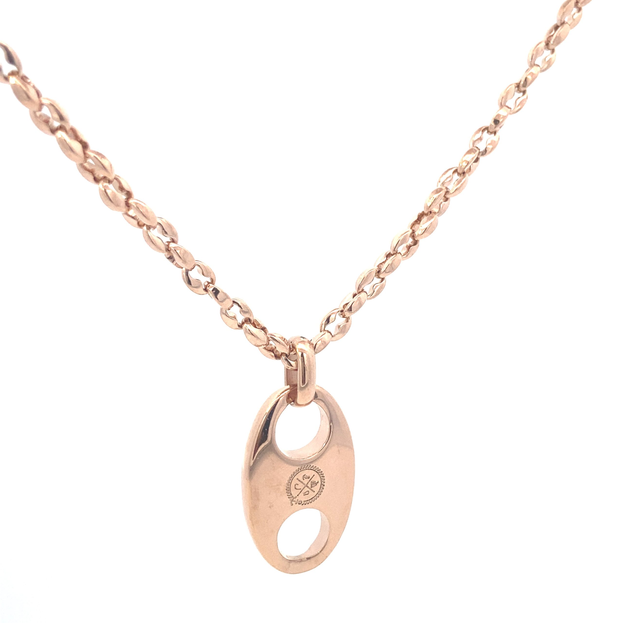 Mariner Chain w Mariner Link Pendant Rose Gold