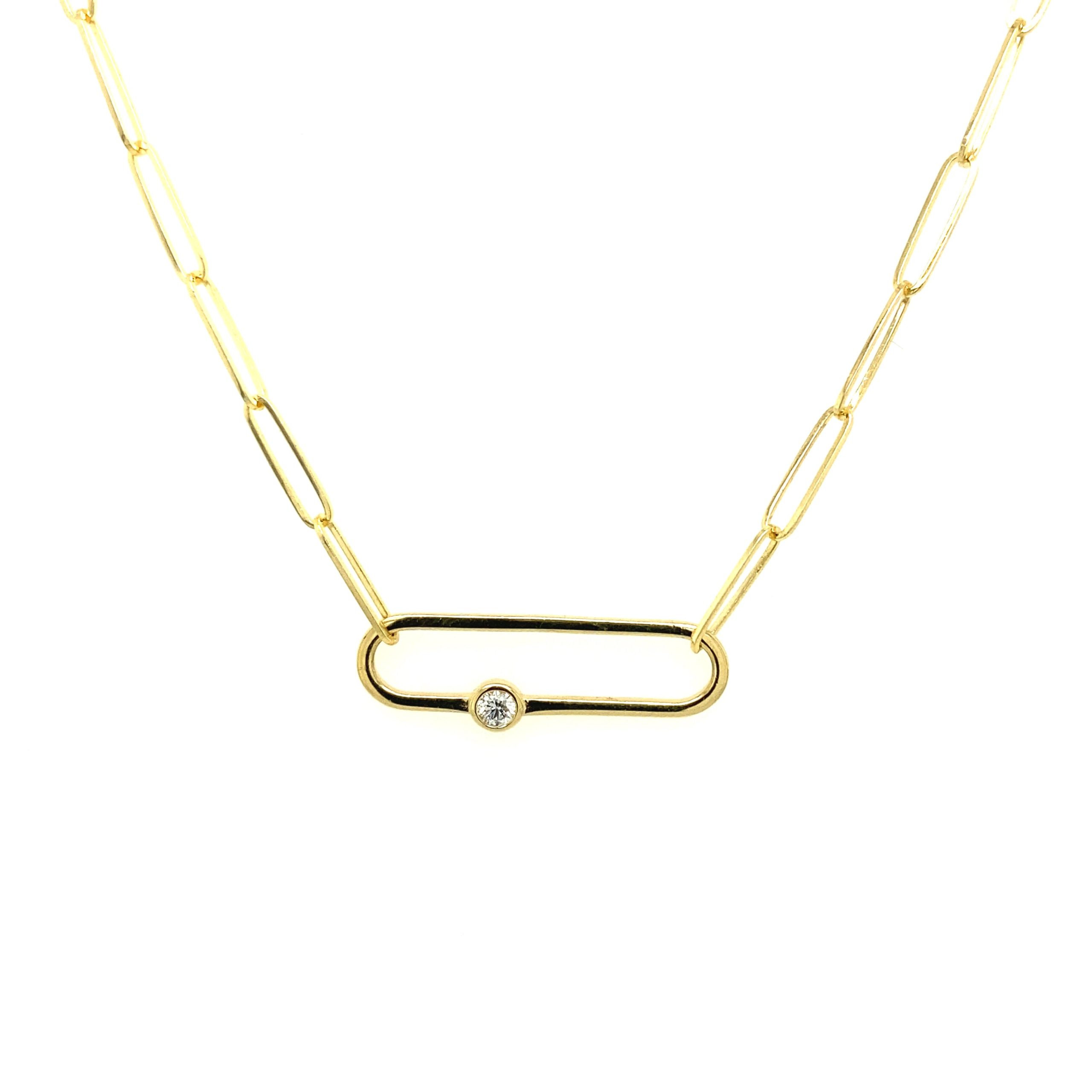 14K Gold 1/20 ct DIA Fancy Paper Clip Neck