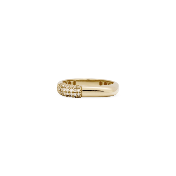 Jacquie Aiche 14K Yellow Gold Diamond Corner Rounded Flat Top Ring - 2302047