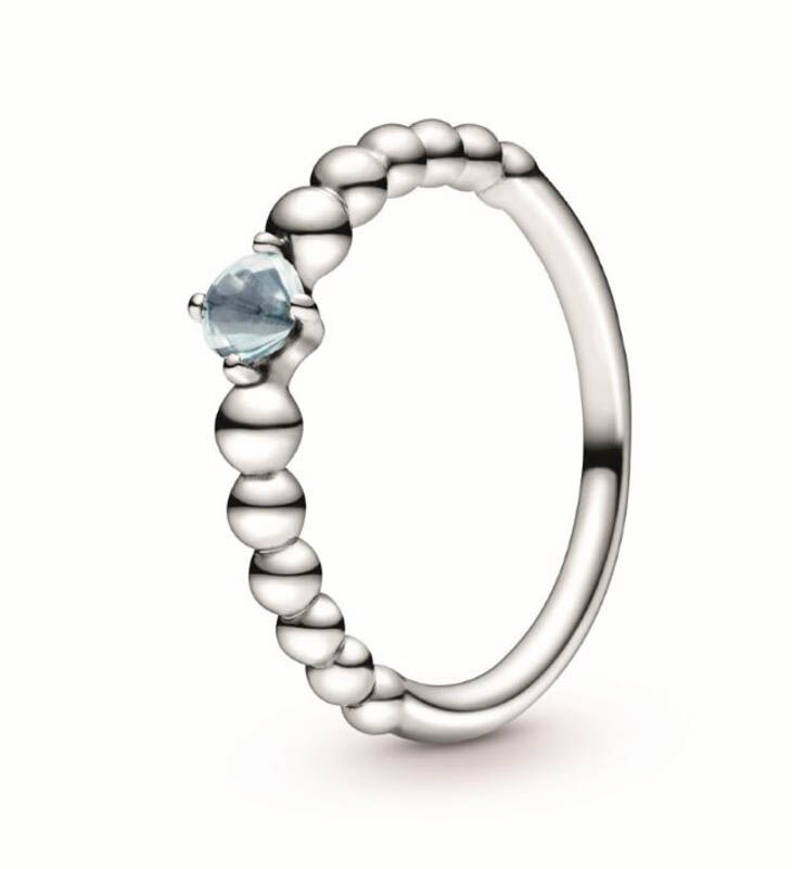 Pandora Purely Pandora Aqua Blue Topaz Beaded Ring