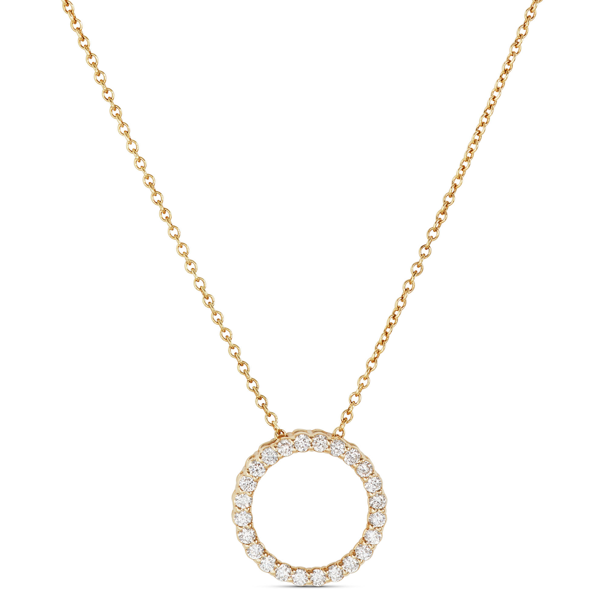 Circle Diamond Pendant Necklace, 14K Yellow Gold