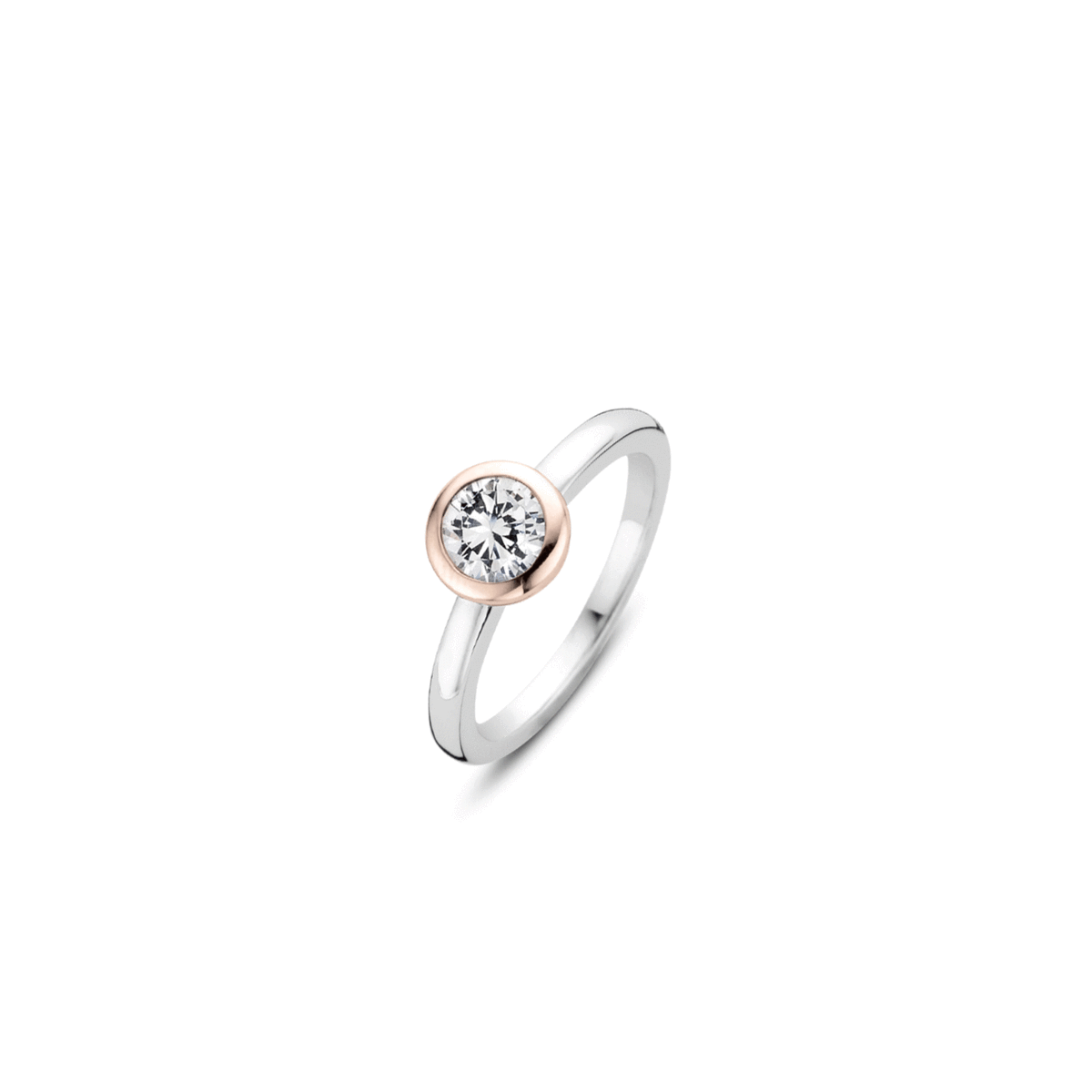 SOLITAIRE ROSE & SILVER RING