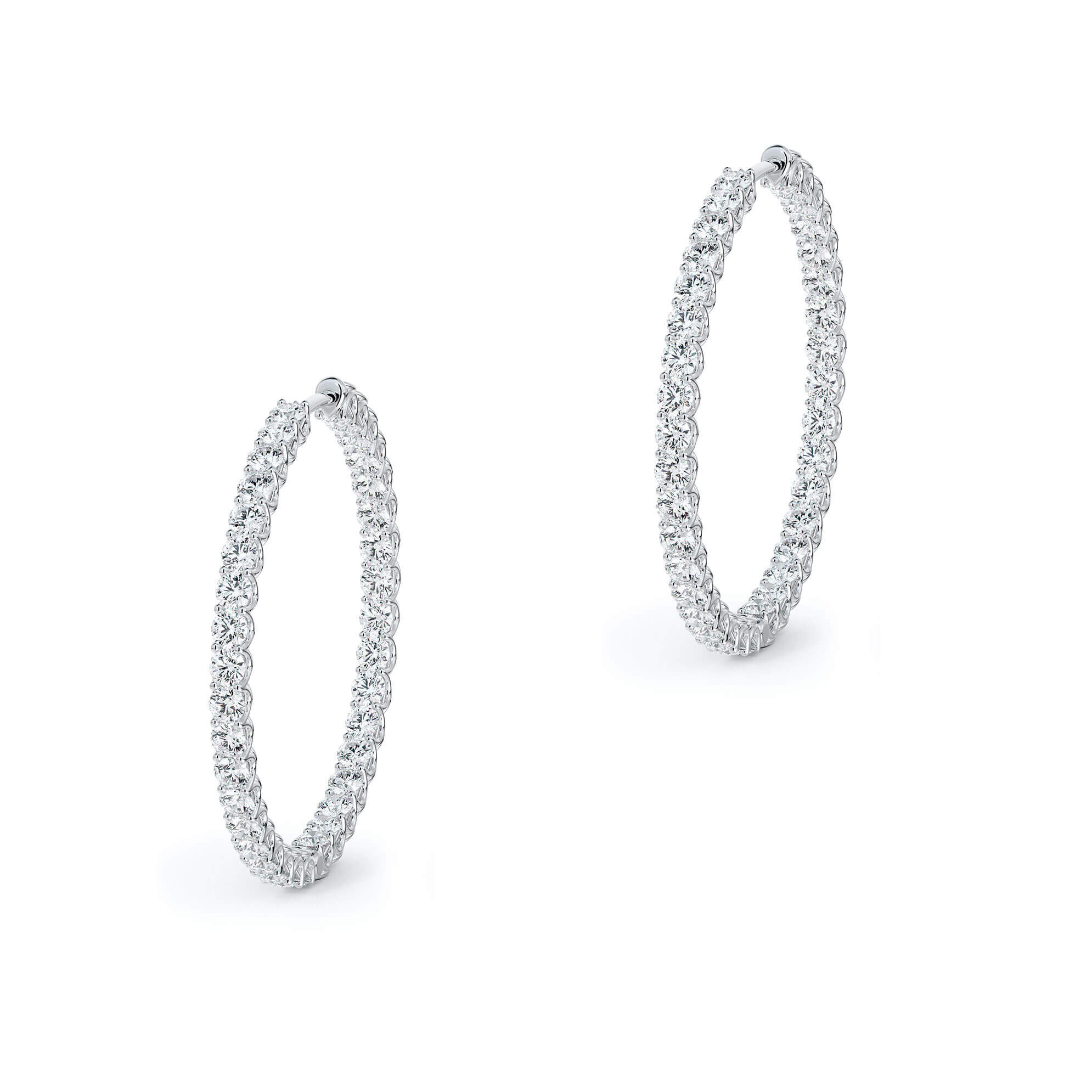 De Beers Forevermark 34MM Large Inside Outside Diamond Hoop Earrings, Platinum