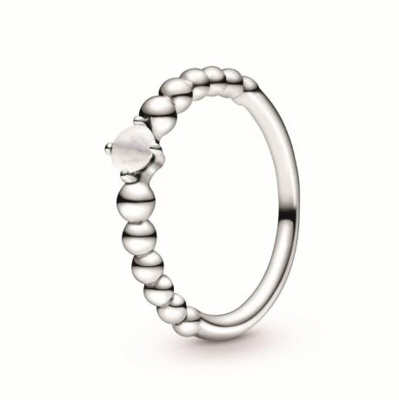 Pandora Purely Pandora Milky White Topaz Beaded Ring