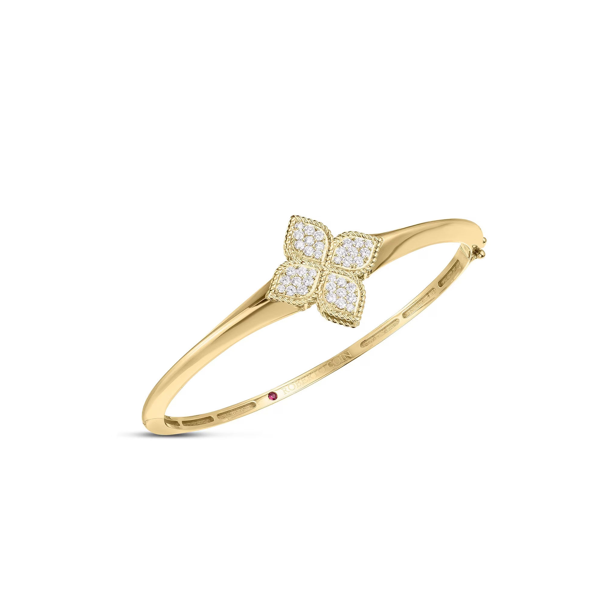 Roberto Coin Princess Flower Diamond Bangle 18K Gold.