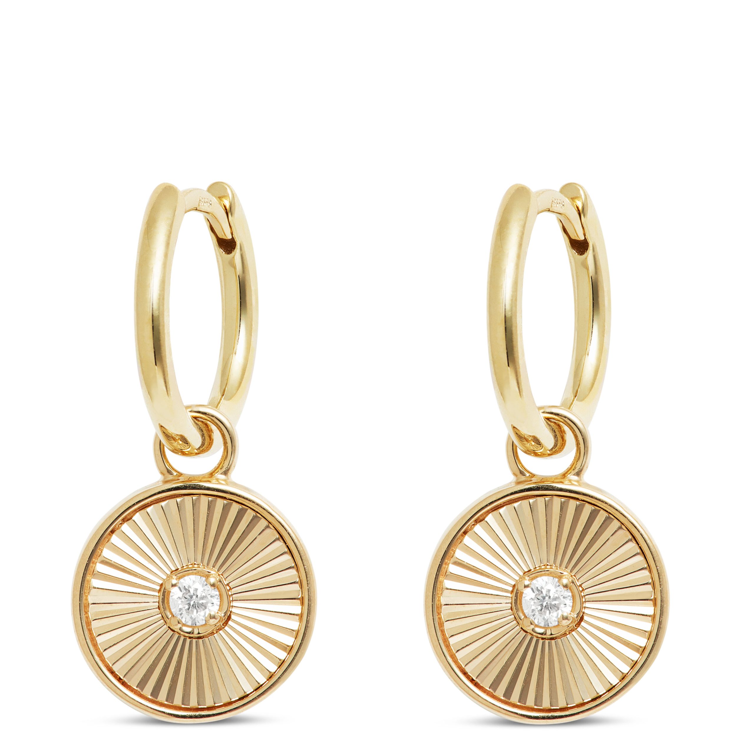 Ikuma Diamond Medallion Drop Earrings, 14K Yellow Gold
