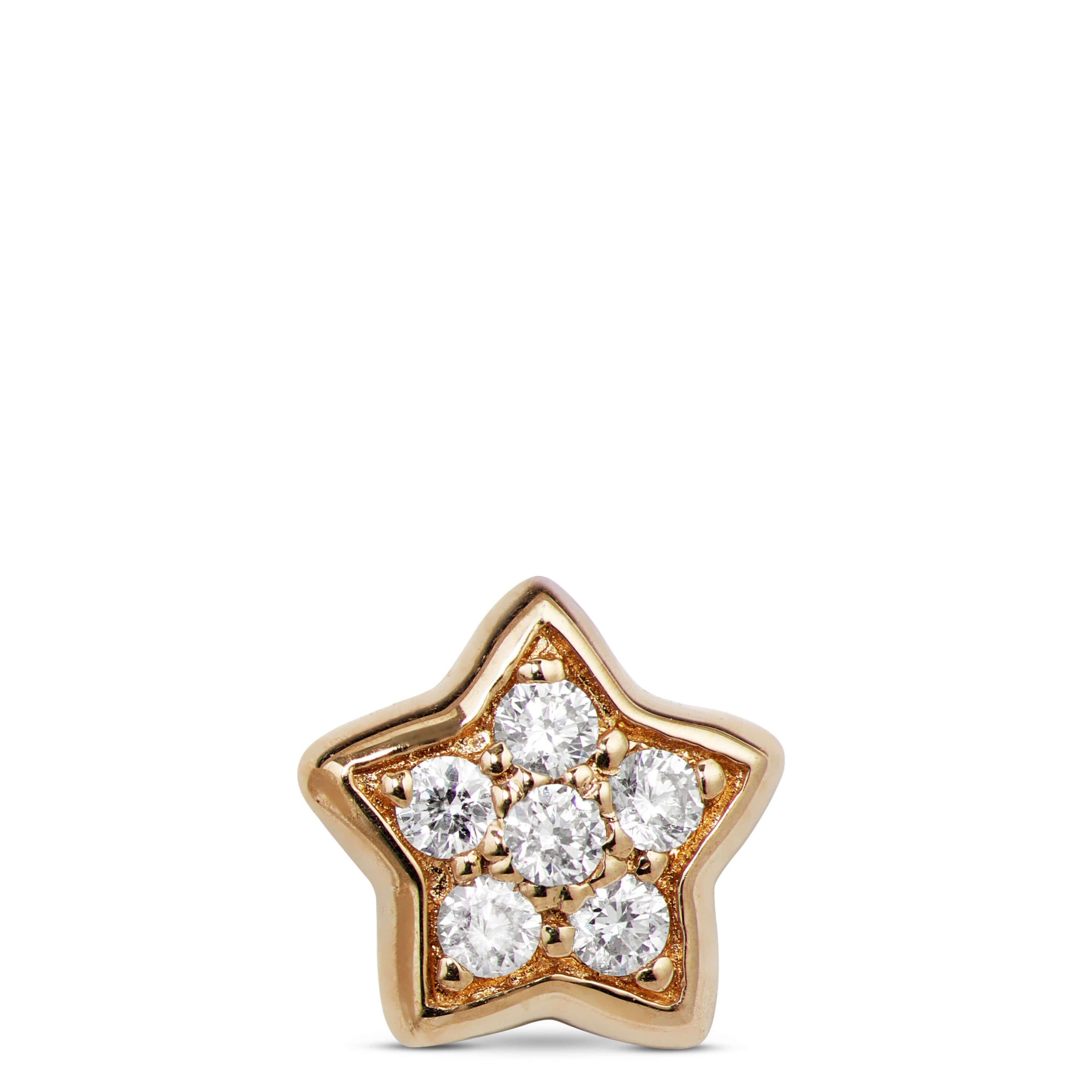 Diamond Star Single Stud Earring, 14K Yellow Gold