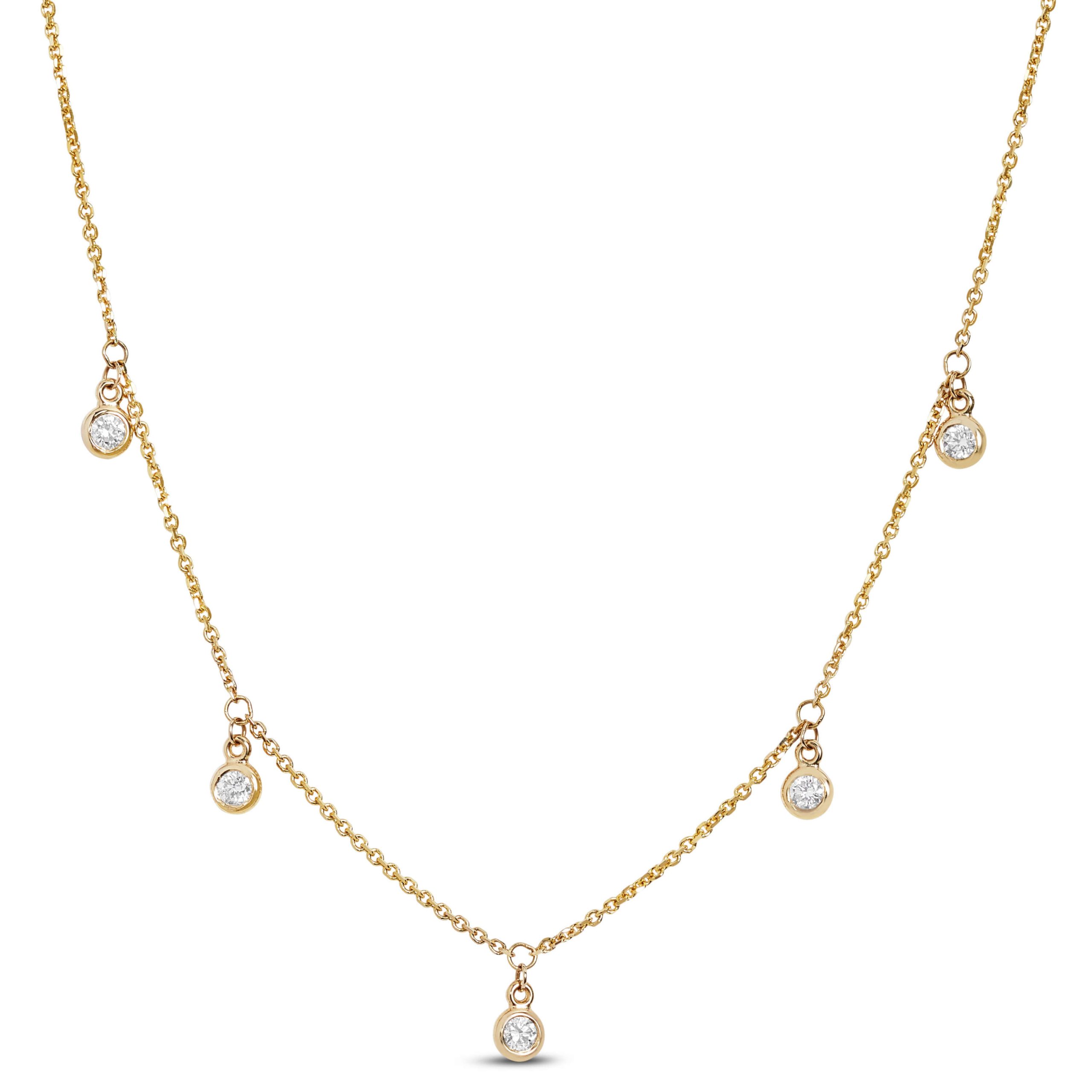 5 Diamond Stationary Pendant, 14K Yellow Gold