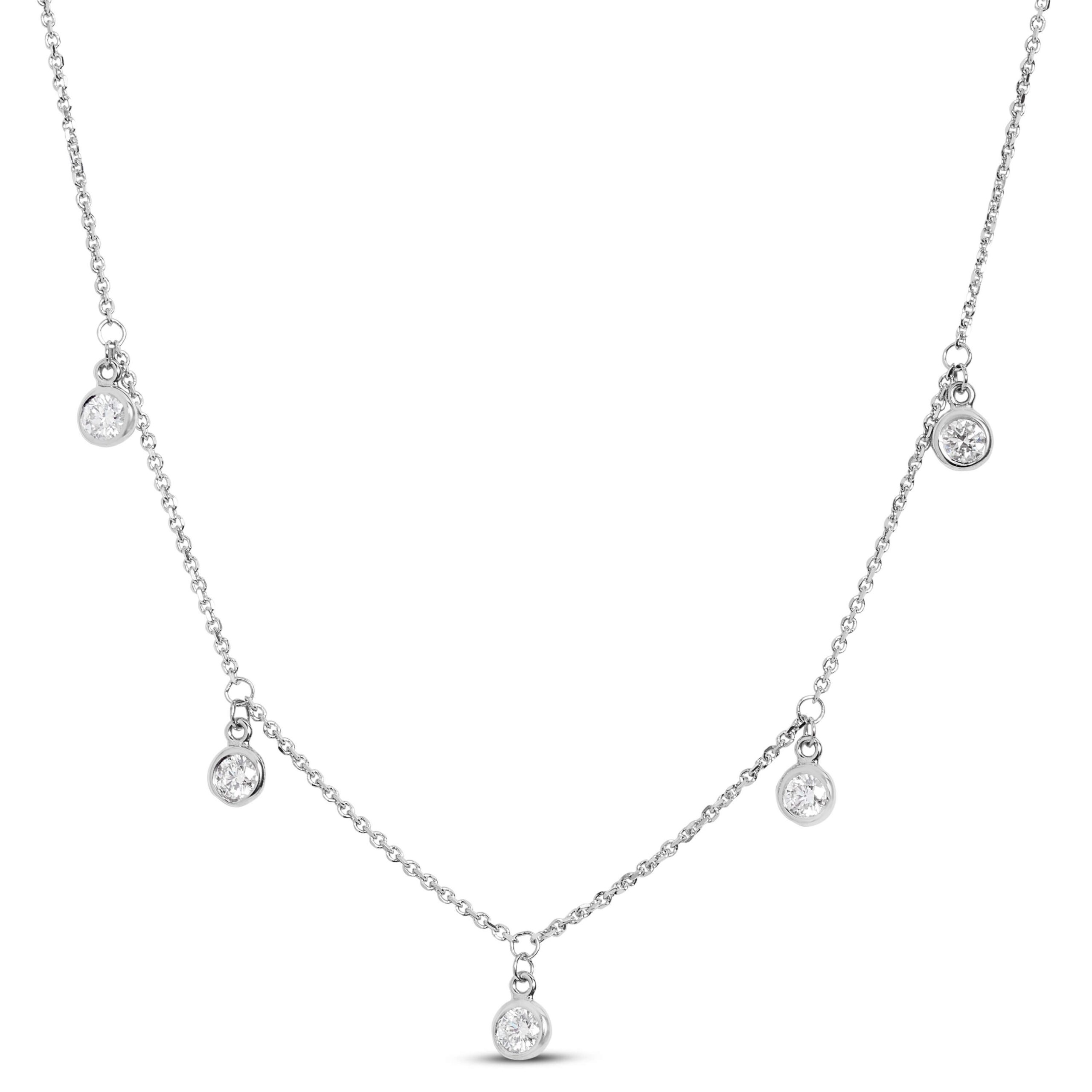 5 Diamond Stationary Pendant, 14K White Gold