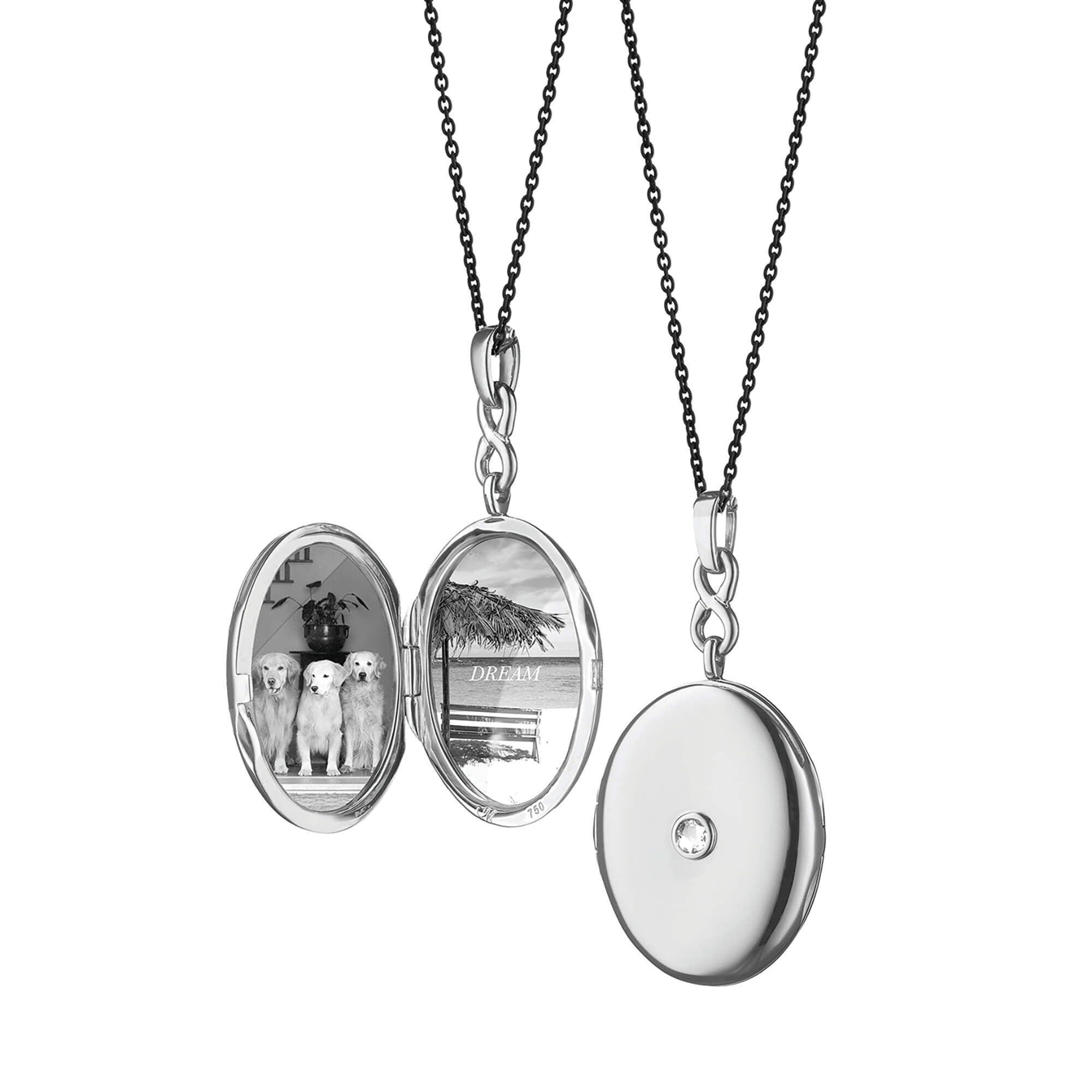 Monica Rich Kosann Infinity White Sapphire Locket, Sterling Silver