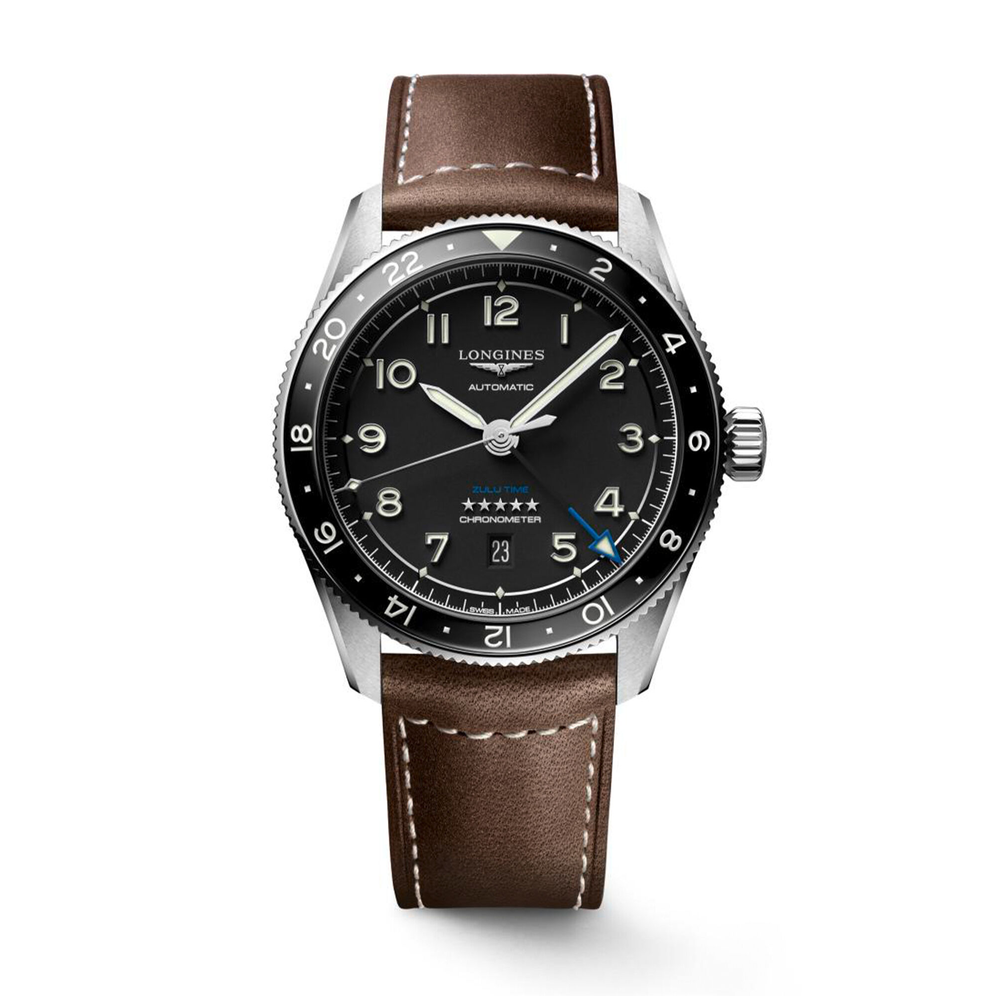 Longines Spirit Zulu Black Dial Watch, 42mm