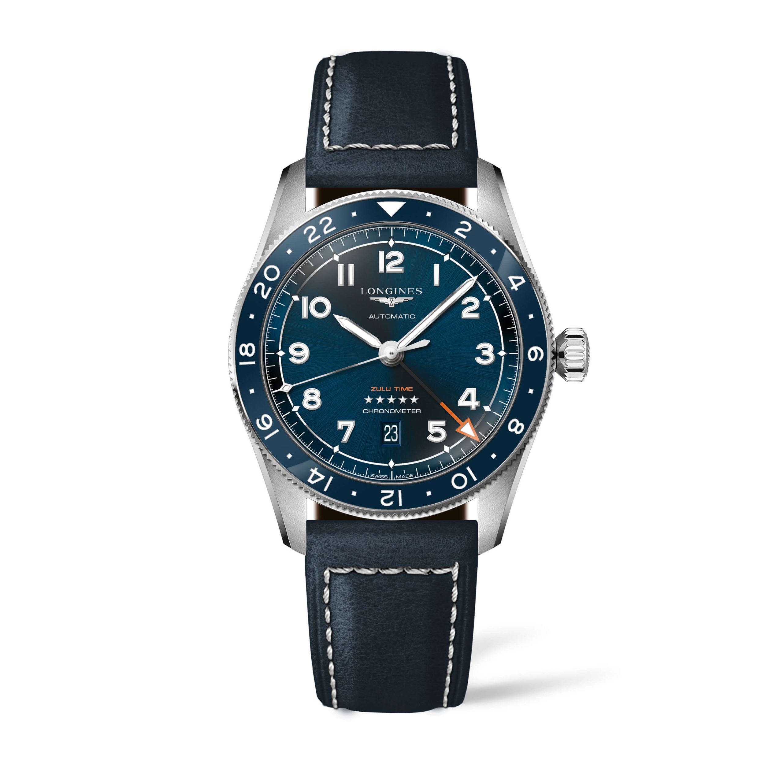 Longines Spirit Zulu Time Blue Dial Watch, 42mm