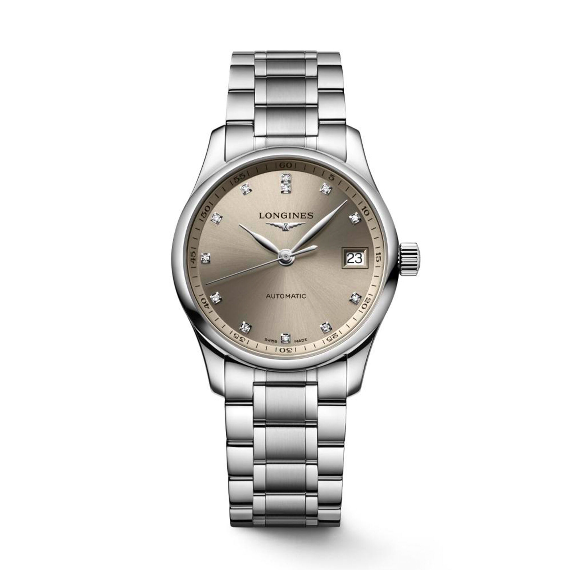 Longines Master Beige And Diamonds As Indexes Dial Watch, 34mm