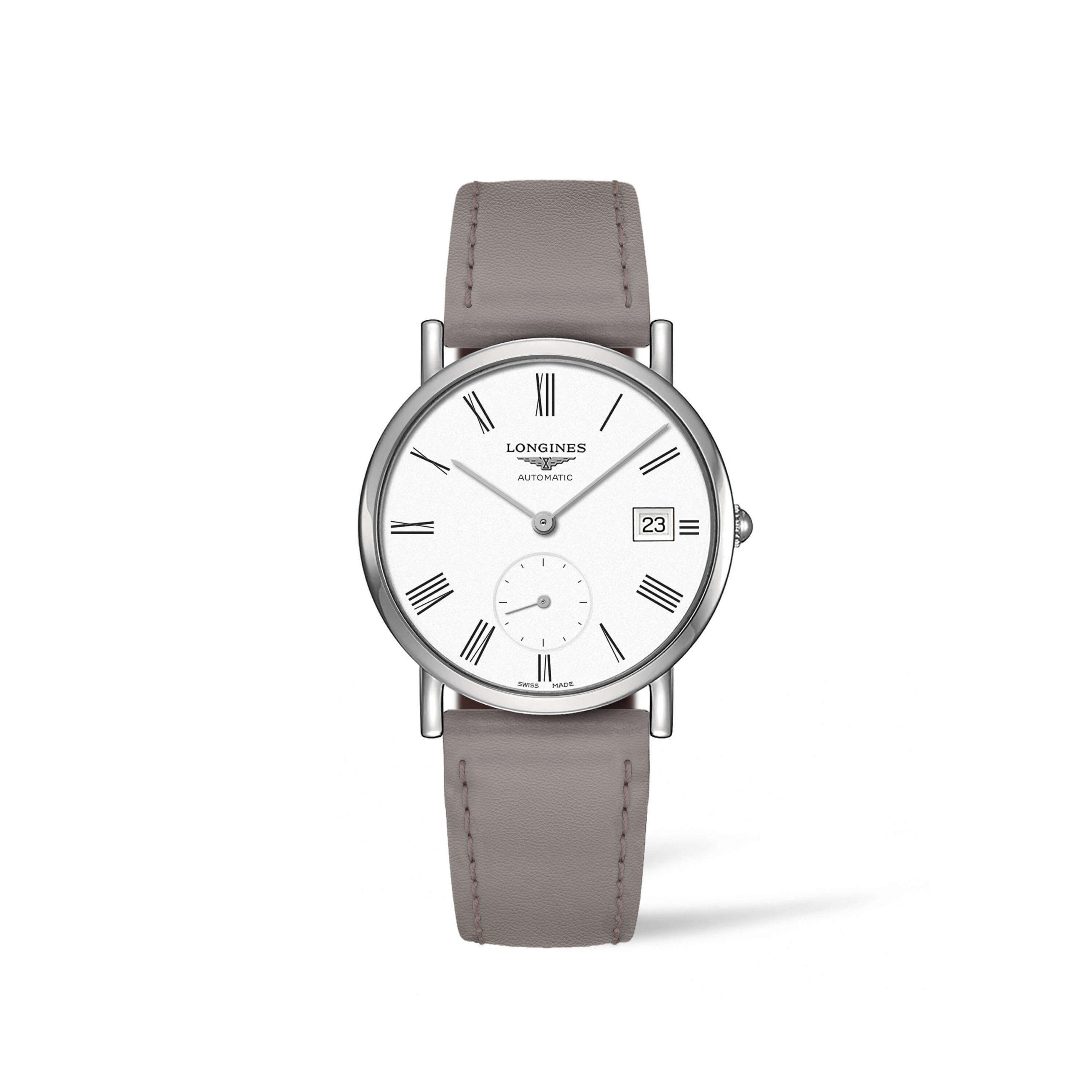 Longines Elegant Collection Watch White Dial Beige Strap, 34mm