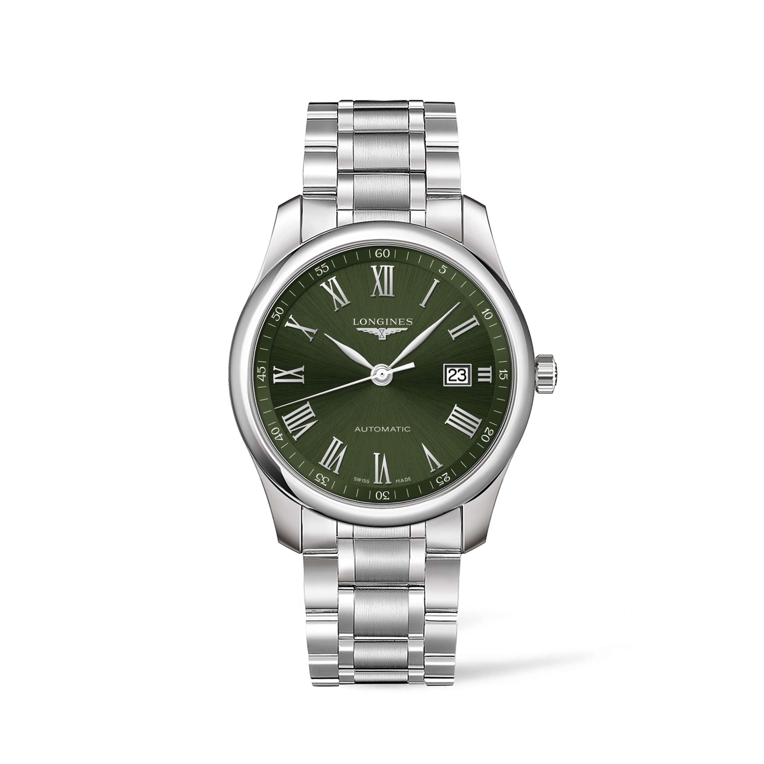 Longines Master Collection Watch Green Dial Steel Bracelet, 40mm