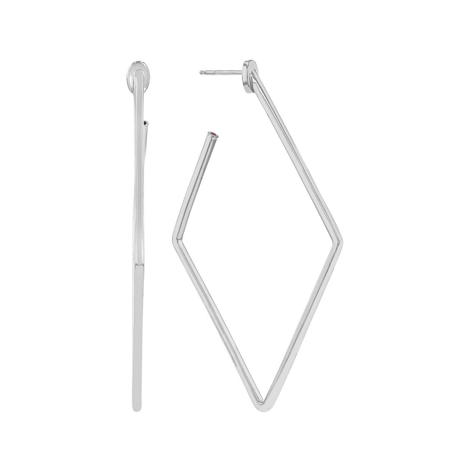 Roberto Coin Square Hoop Earrings 18K White Gold, 30mm