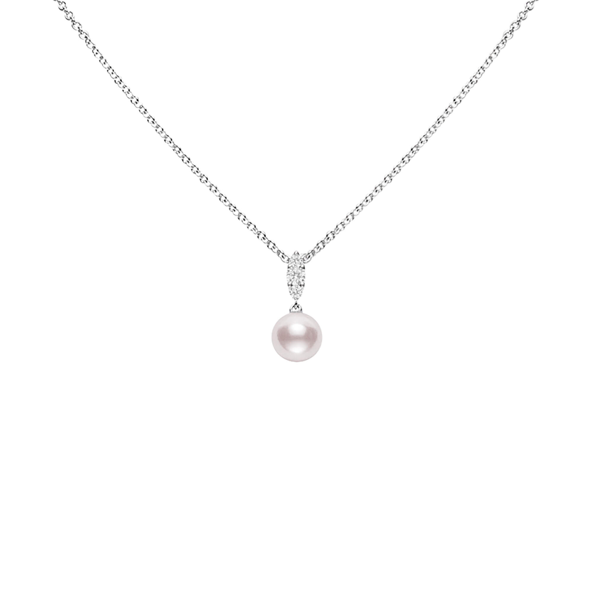 Mikimoto Morning Dew Akoya Cultured Pearl and Diamond Pendant, 18K White Gold