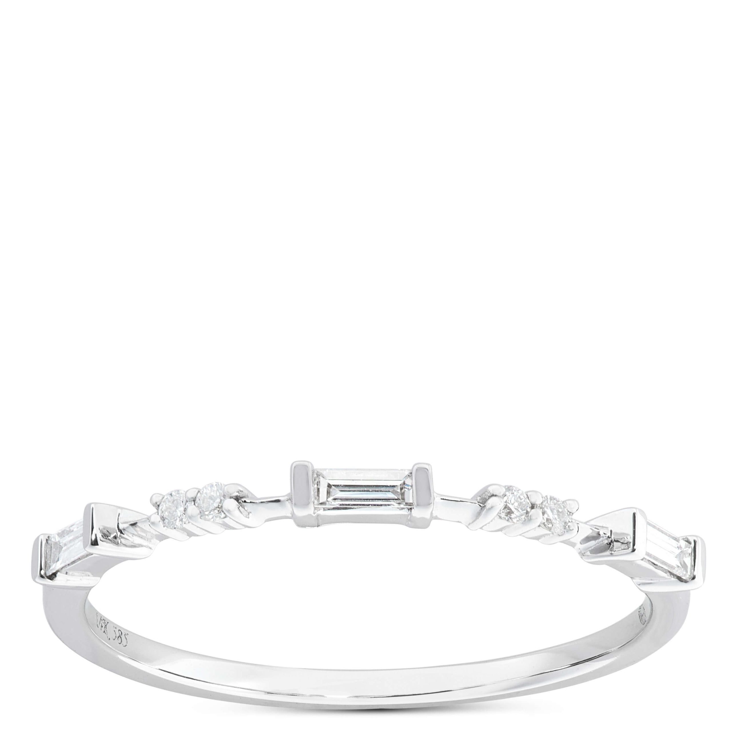 Stackable Diamond Band, 14K White Gold