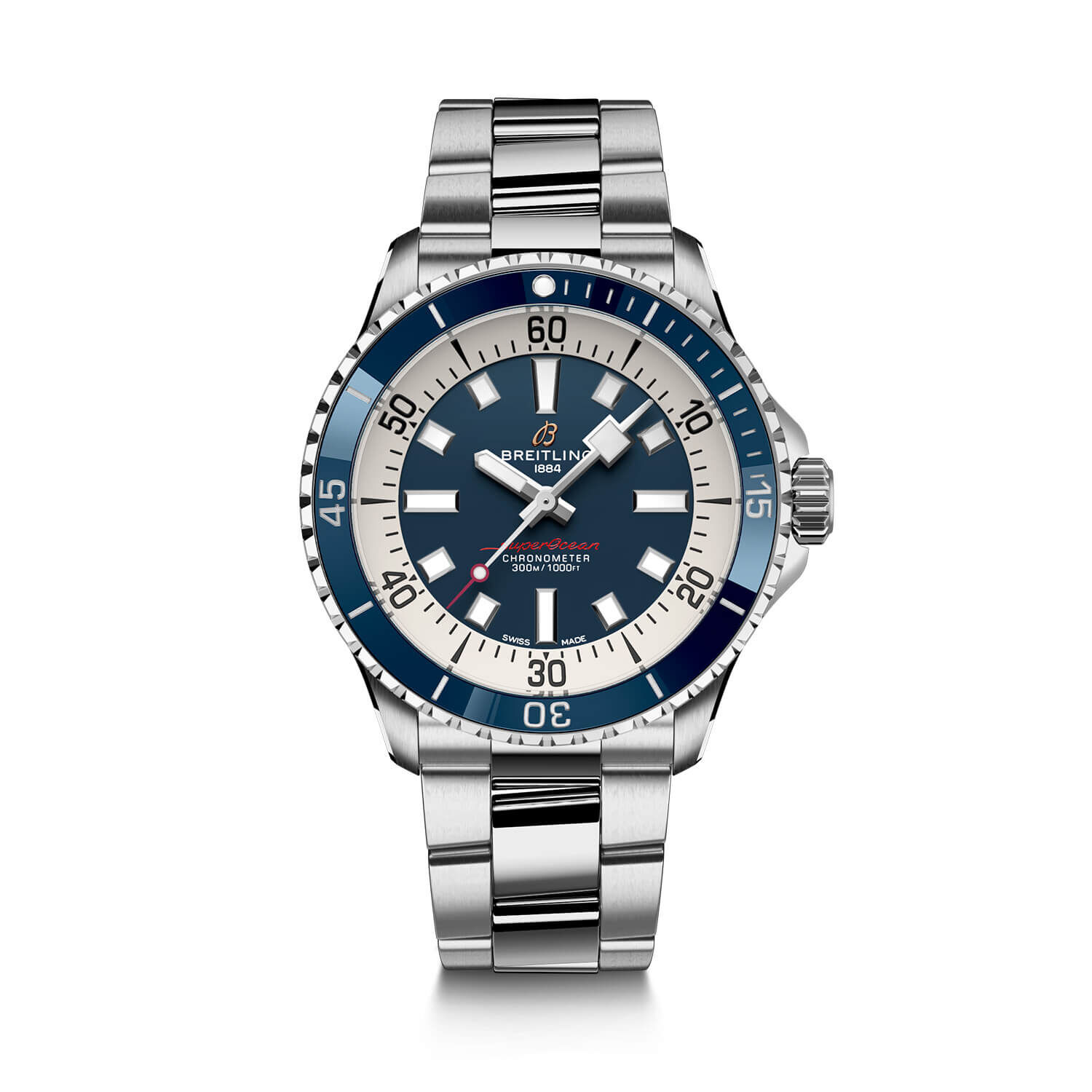 Breitling Superocean Automatic 42 Watch Steel Case Blue Dial Steel Bracelet, 42mm