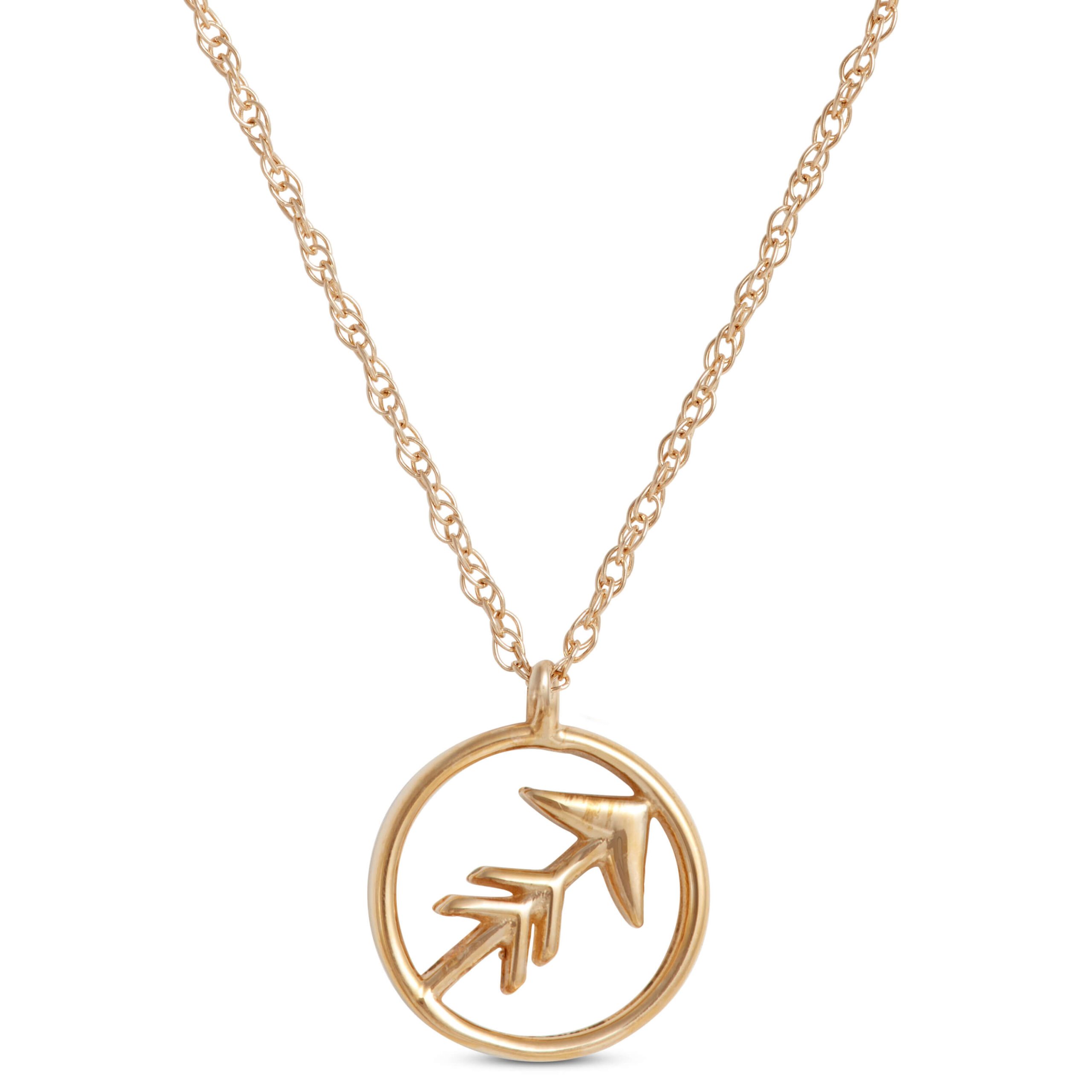 Sagittarius Zodiac Sign Pendant Necklace, 14K Yellow Gold