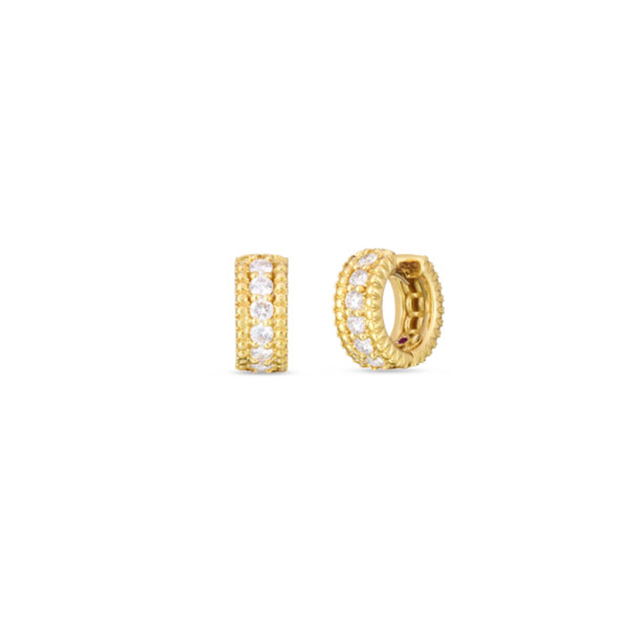 Roberto Coin Siena Diamond Huggy Hoop Earrings 18K Yellow Gold, 14mm
