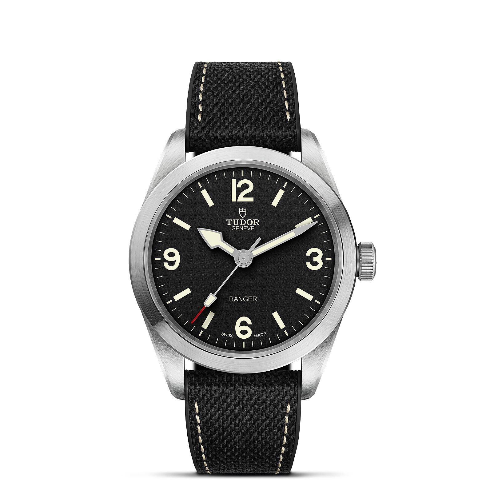 TUDOR Ranger Watch Black Dial Black Rubber Strap, 39mm