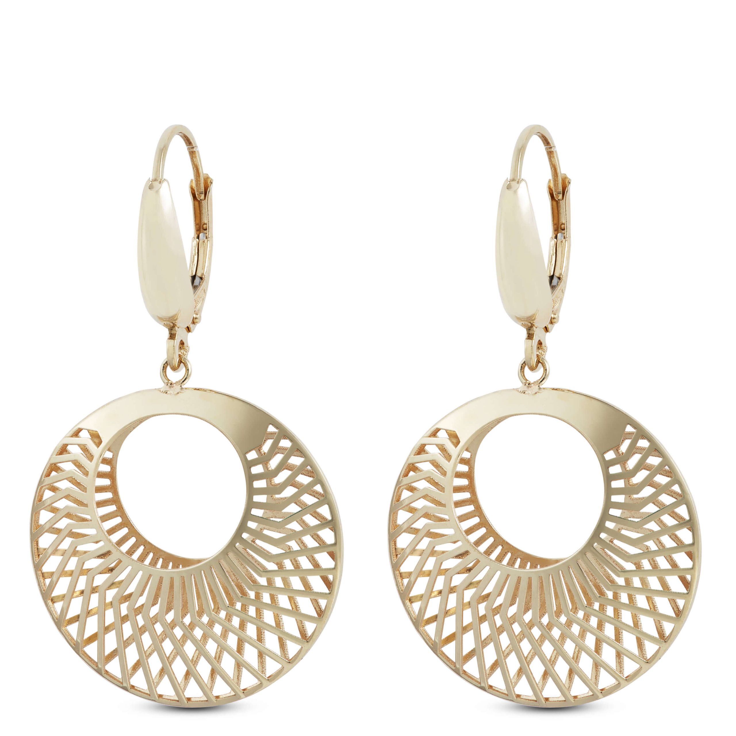 Toscano Spiral Drop Eurowire Drop Earrings, 14K Yellow Gold