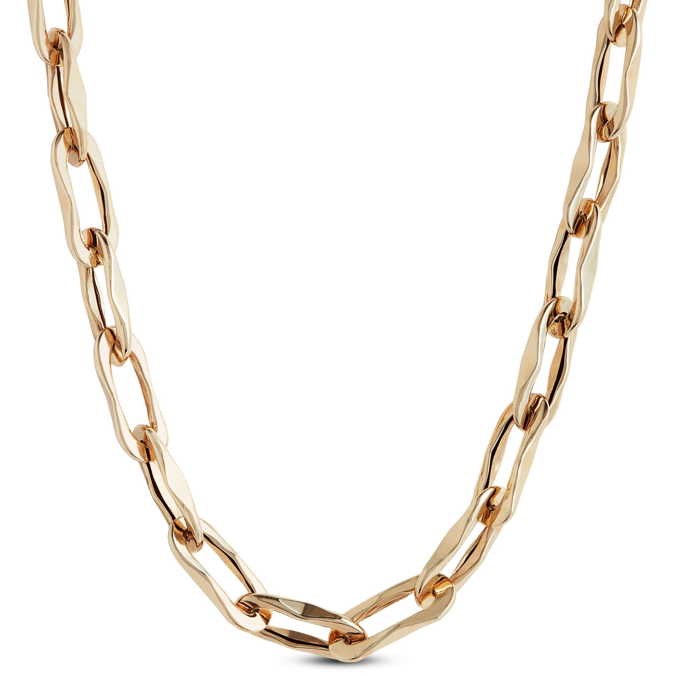 Toscano Oval Flat Links Neck Chain, 14K Yellow Gold