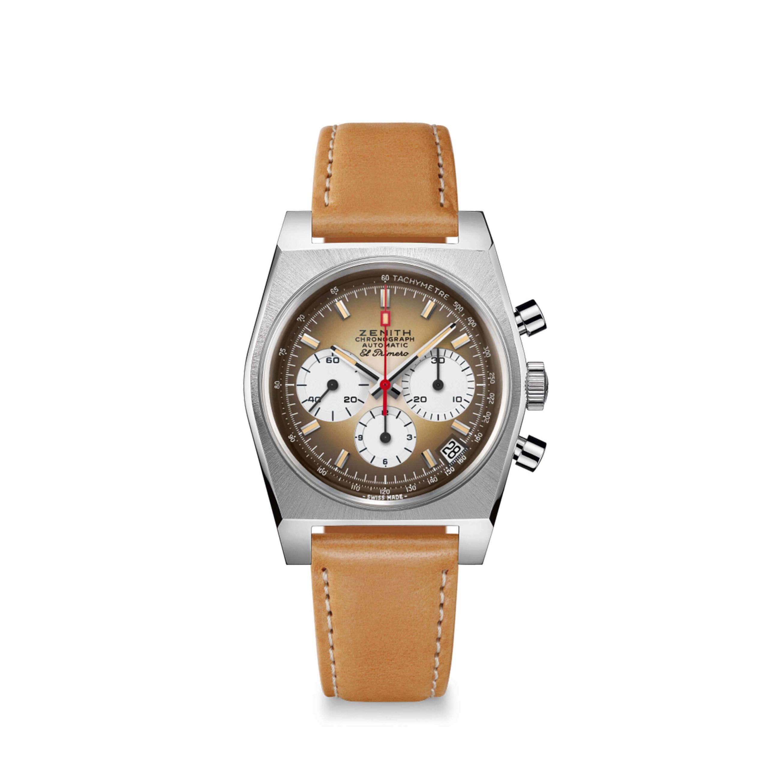 Zenith CHRONOMASTER Revival El Primero A385 Watch Brown Dial Brown Leather Strap, 37mm