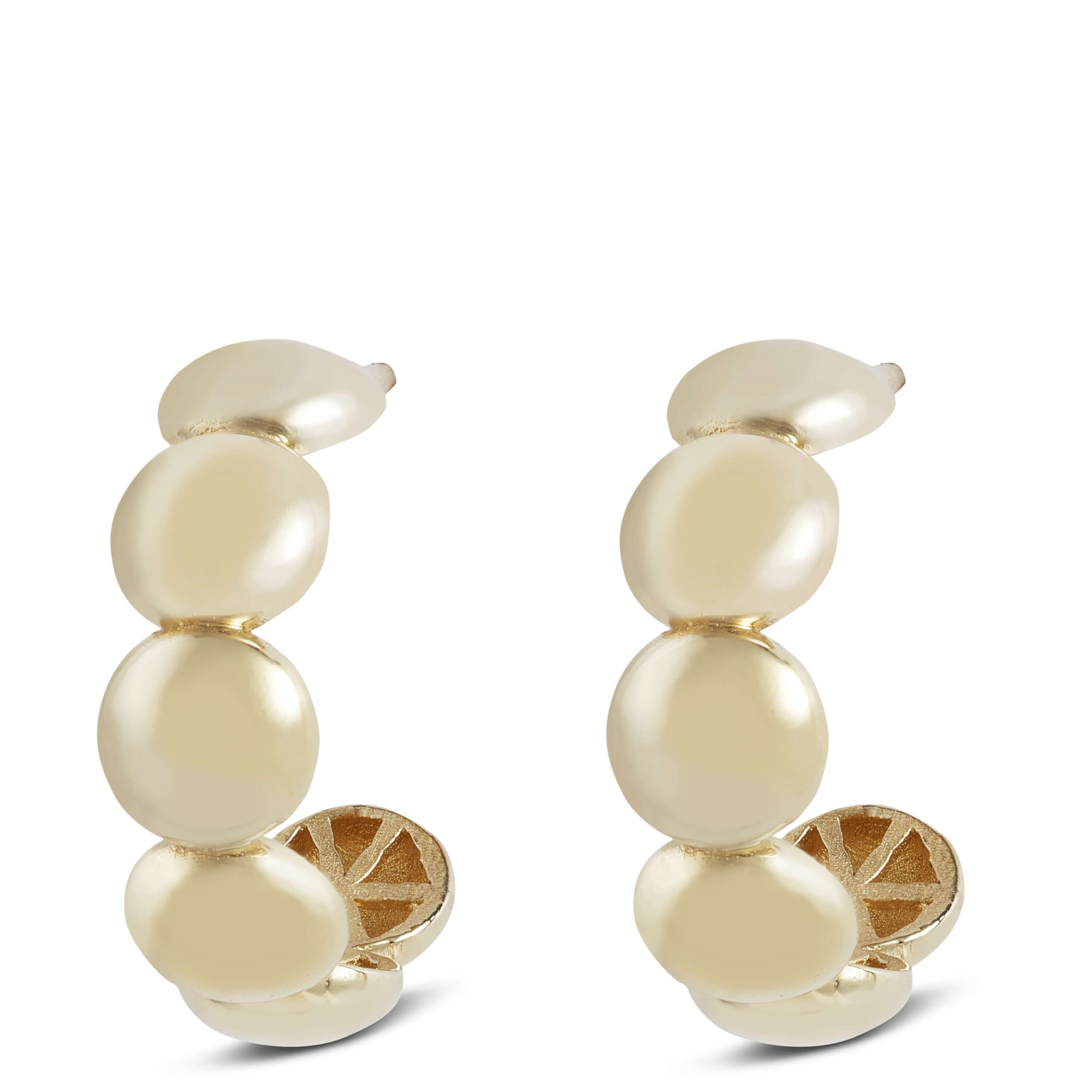 Toscano Beaded Hoop Earrings, 14K Yellow Gold