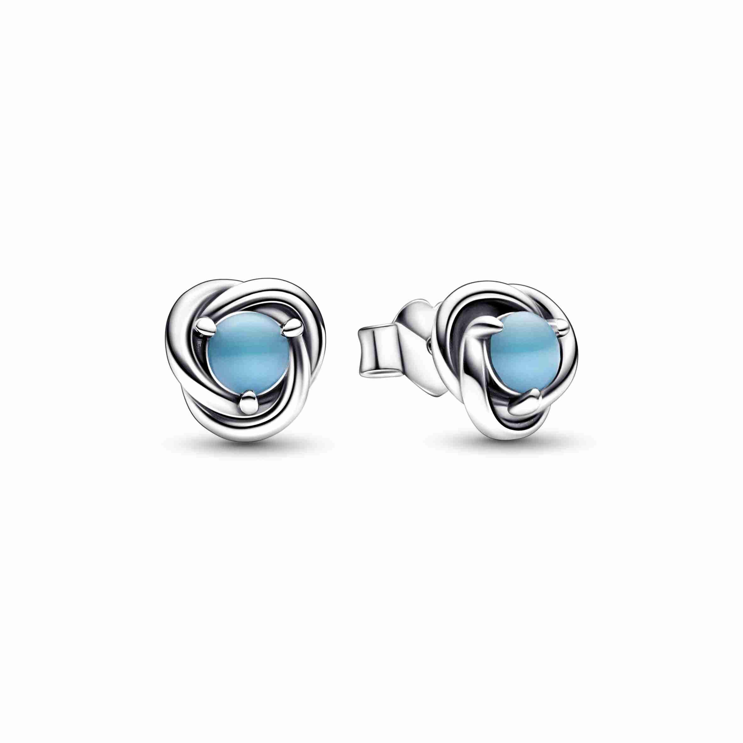 Pandora Turquoise Blue Eternity Circle Stud Earrings