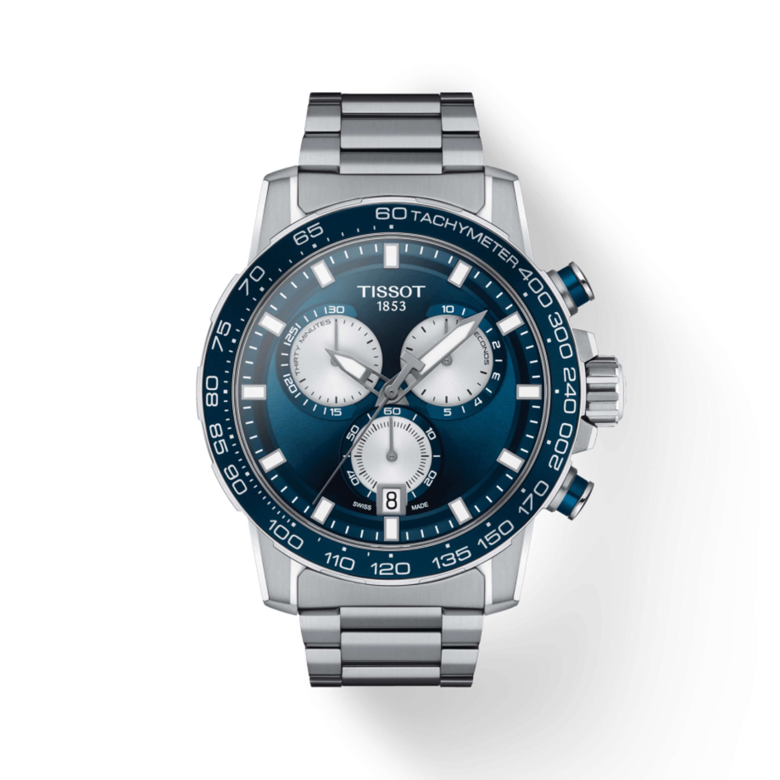 Tissot Supersport Chrono Watch Steel Case Blue Dial, 45.5mm